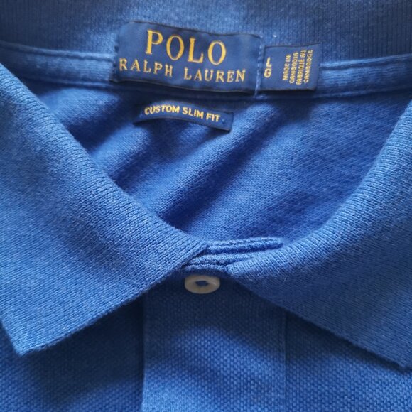 Polo Ralph Lauren Custom Slim Fit MESH POLO - DOCKSIDE BLUE HEATHER - Size L - Picture 2 of 3